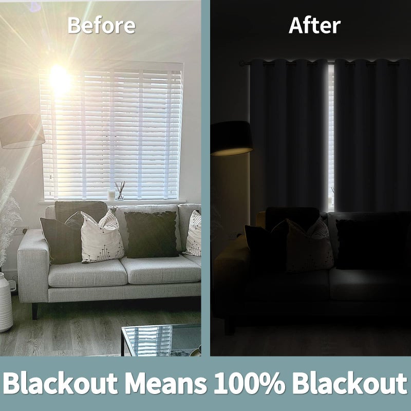 BGment Short 100% Blackout Curtains for Bedroom, Thermal Insulated Energy Efficiency Noise Reducing Grommet Curtains 45 Inch Length with Liner for Small Window 2 Panels Each 52 Inch Wide, Light Grey - Image 3